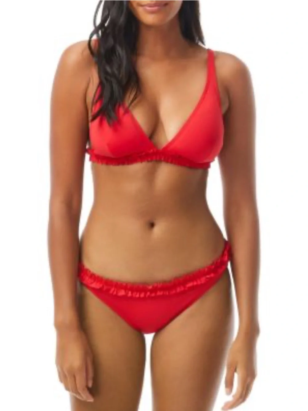 💕 Kate Spade Vibrant Red Mini Ruffle French Bikini Set Size 8 - Picture 1 of 9